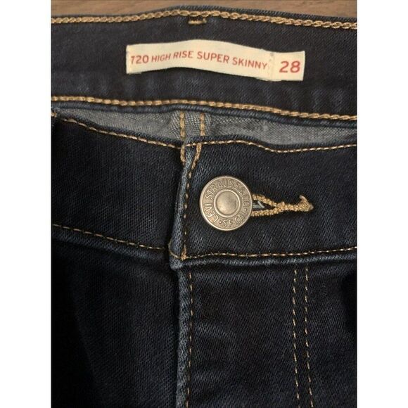 Levi’s Womens 720 High Rise Super Skinny Dark Wash Blue Jeans Denim 28 - Picture 5 of 6